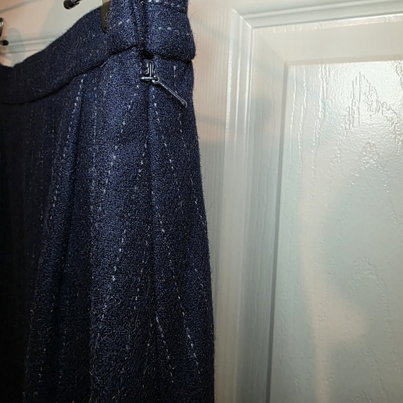 Terry Lewis Navy Stripe Wool Blend A-line Skirt Size M - Picture 4 of 8